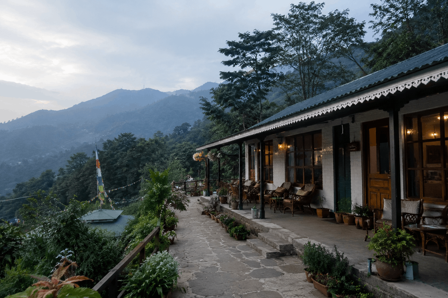 A boutique retreat surrounded by forest and mountains.