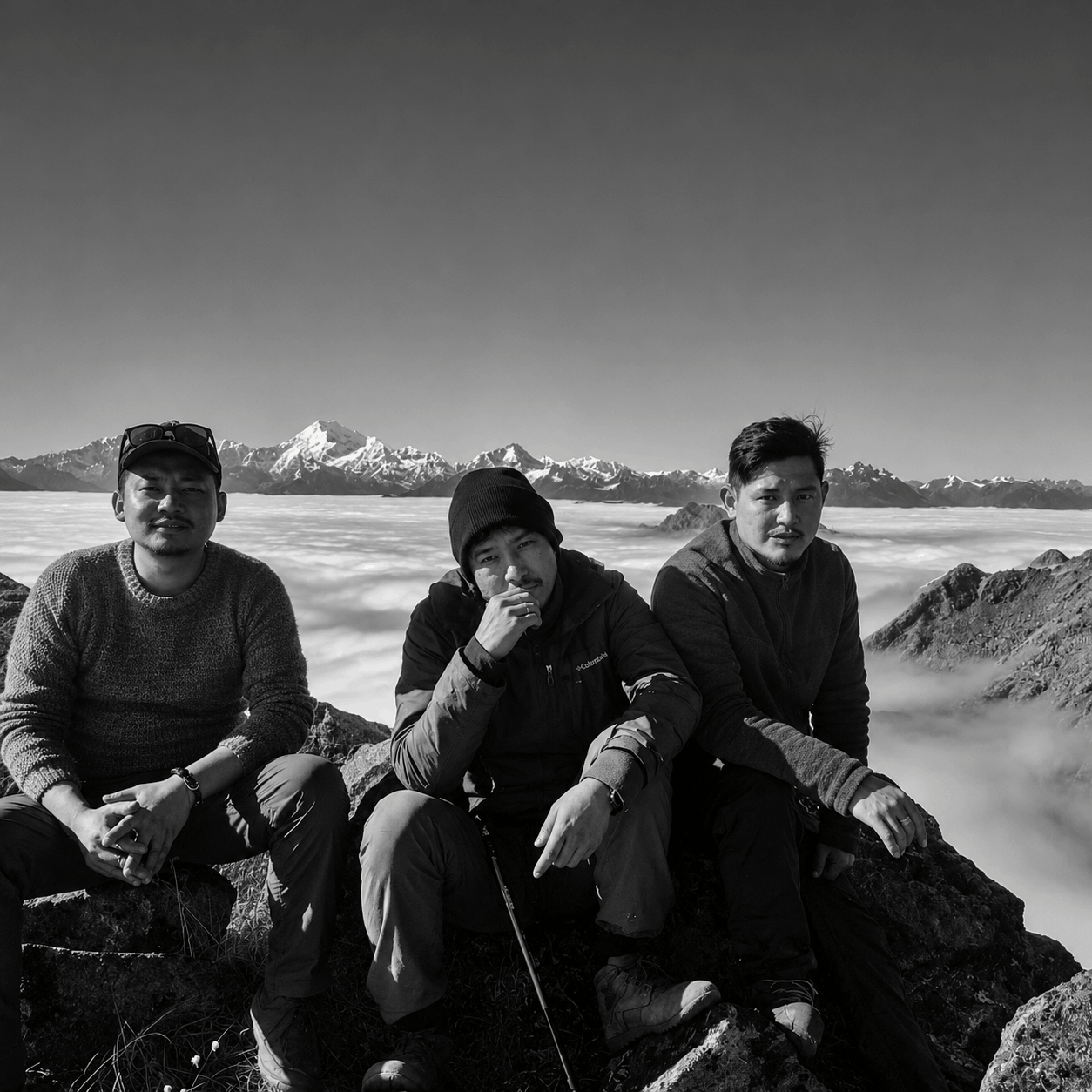 A portrait of the founder of Sikkim Offbeat in the mountains.