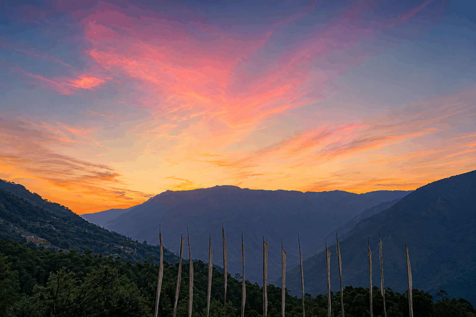 Dramatic mountain landscape in North Sikkim.