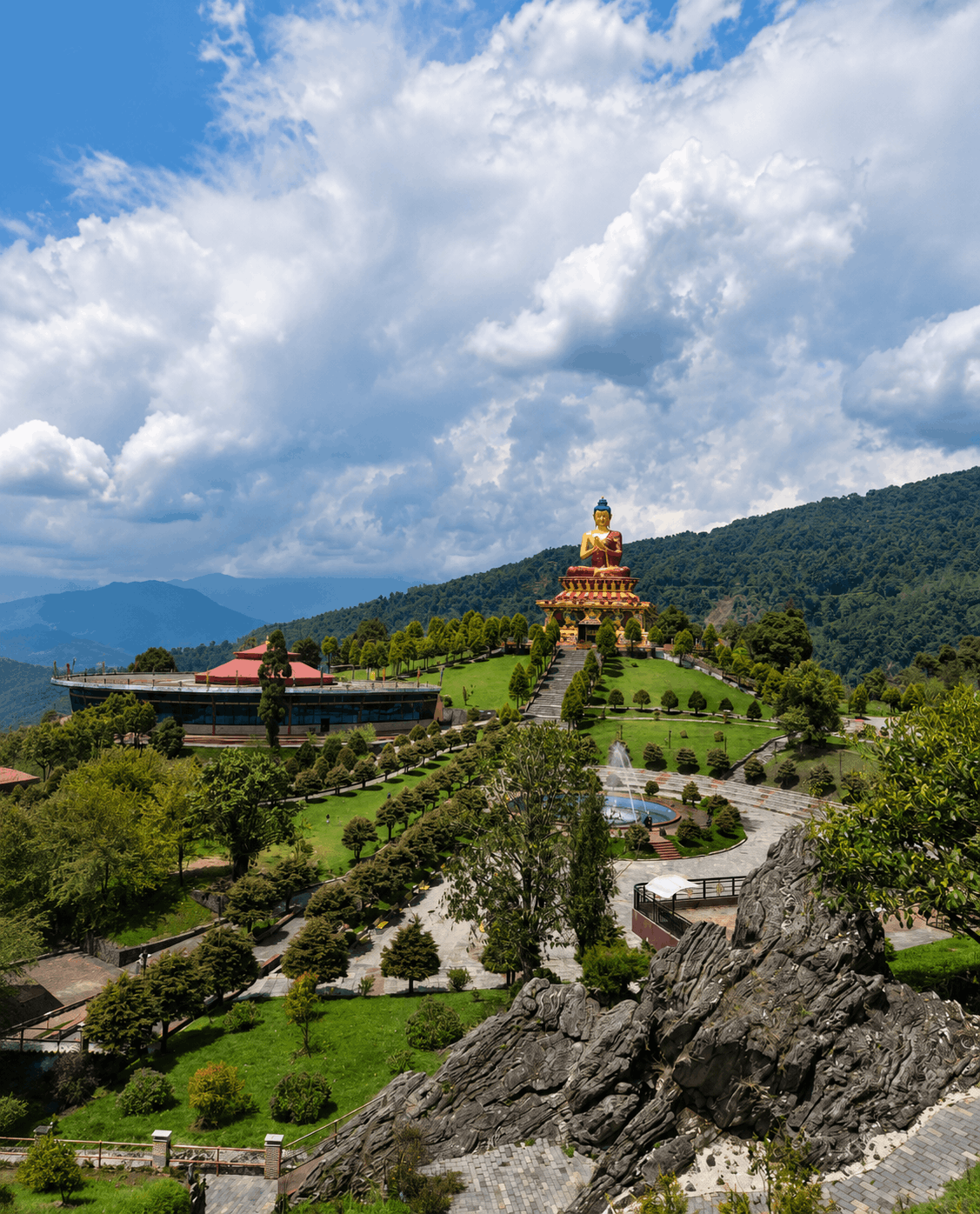 A winding Himalayan road through a Sikkim valley.